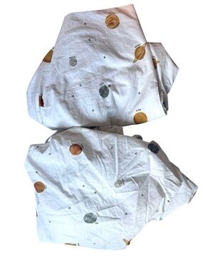 Crate & Kids Toddler Fitted Sheet/Flat Sheet Space‎ Organic Cotton